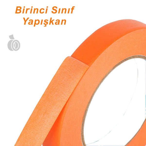 Yapışkanlı Çiçek Bandı - Maskeleme Bandı - Turuncu - 2 Cmx50 Metre