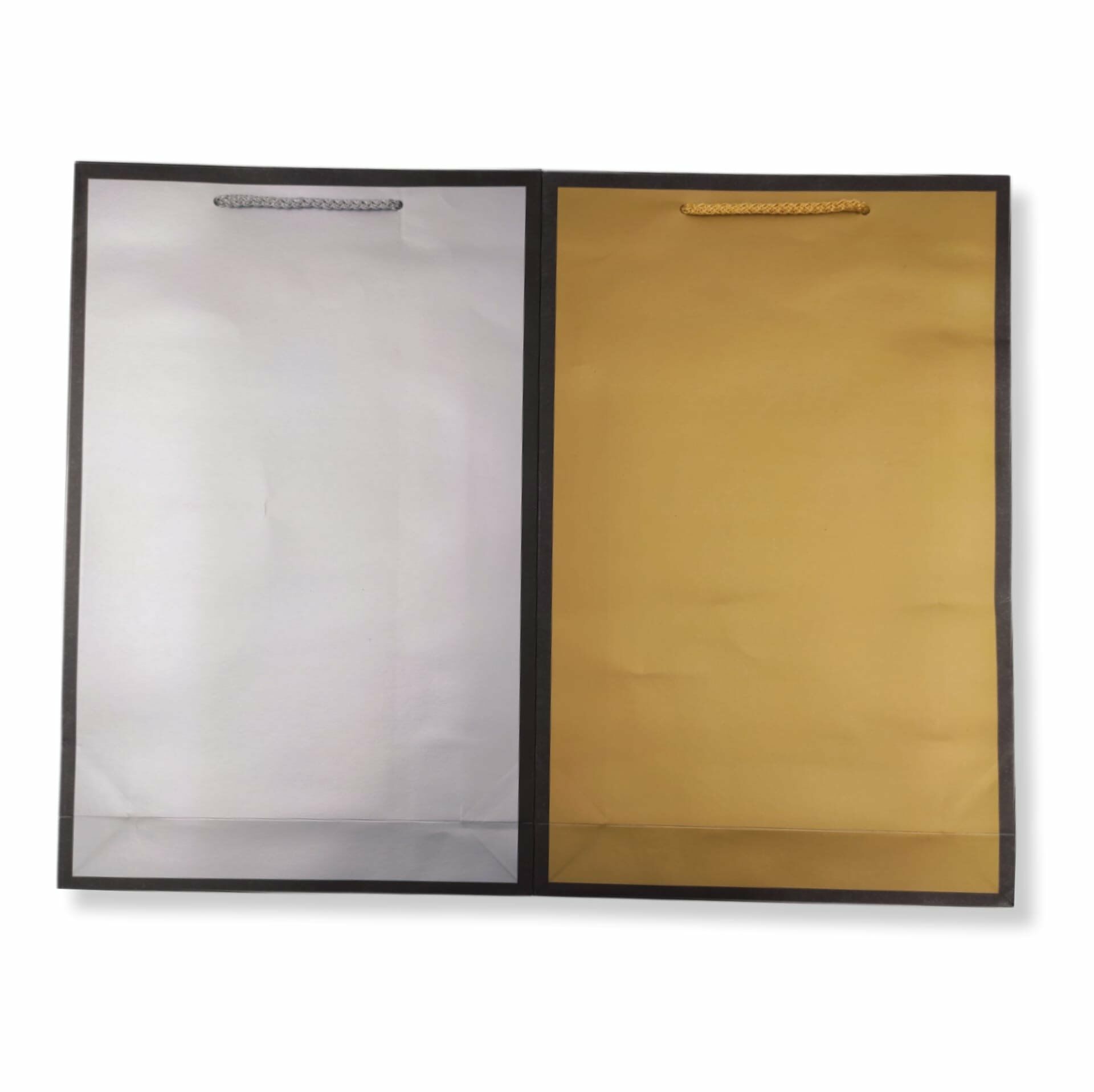Roco Paper Karton Çanta Altın - Gümüş Baskılı Set, 26x40x8 cm, 2 Adet