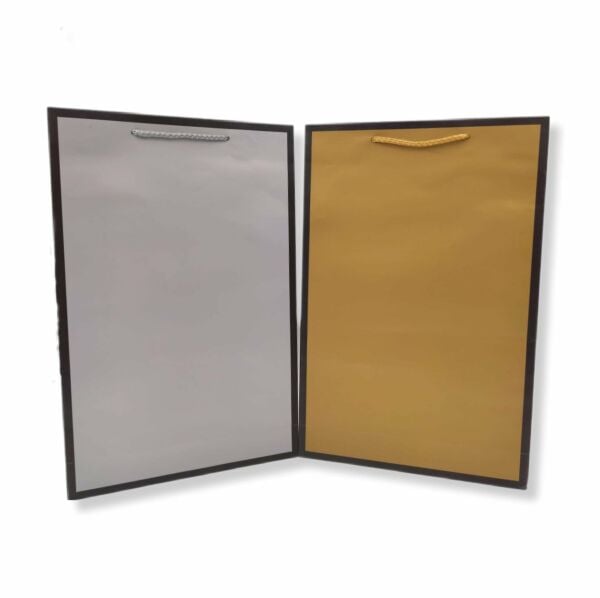 Roco Paper Karton Çanta Altın - Gümüş Baskılı Set, 26x40x8 cm, 2 Adet