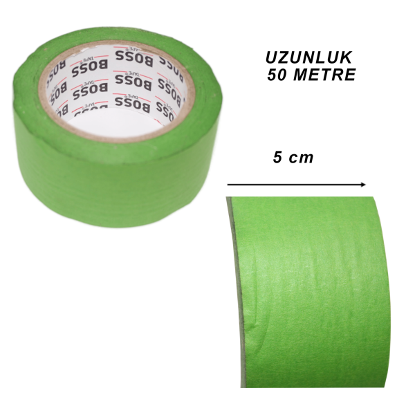 Yapışkanlı Çiçek Bandı - Maskeleme Bandı - Açık Yeşil - 5 cmx50 metre - Kağıt Bant