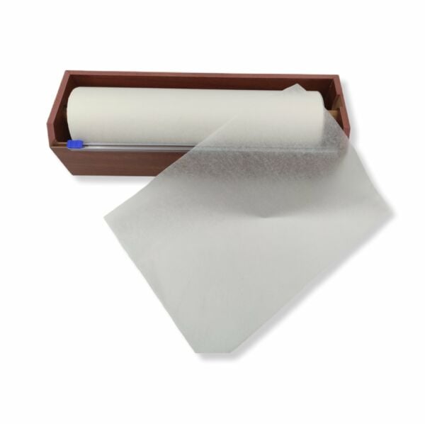 Sürgülü Bıçak Ve Ahşap Kutusu Ile Gelen Beyaz Pelur Kağıt 30 Cm X 150 Metre 18 gr./m.