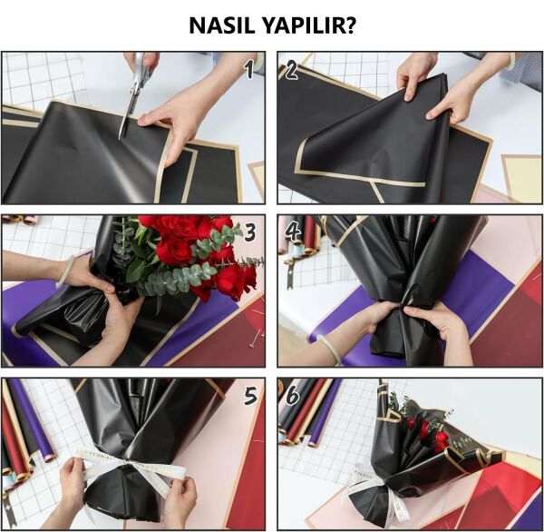 Çiçek Buket Kağıdı - Çiçek Ambalaj Kağıdı - Koyu Krem - Altın Kelebekli - Mat Opp 58x58 Cm - 20 Adet