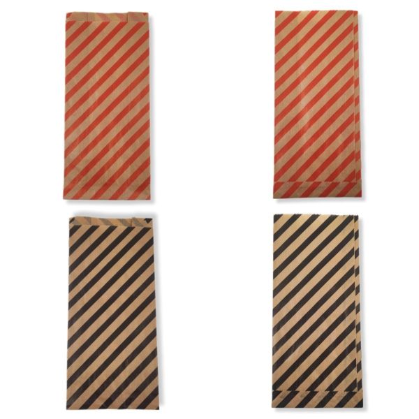 Çizgili Şamua Kraft Körüklü Set Kese Kağıdı 500gr 60 - 70 Adet 15x33 Cm