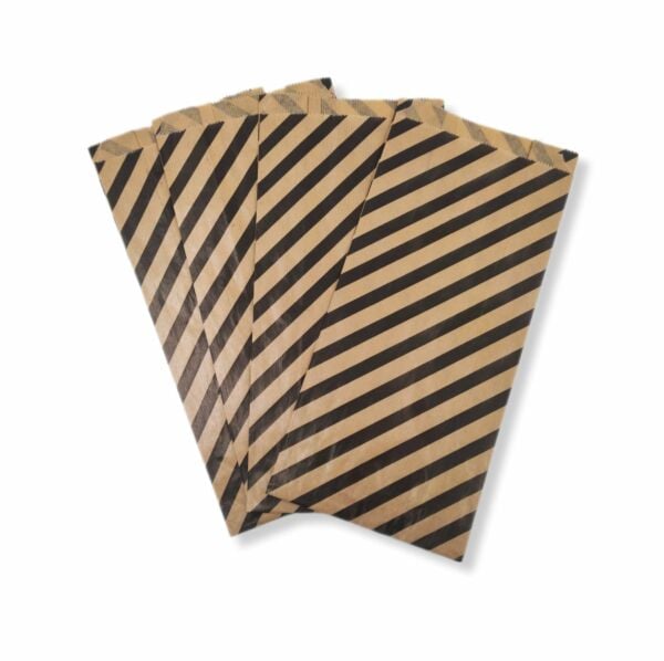 Siyah Çizgili Şamua Kraft Körüklü Kese Kağıdı 1000gr 135 - 145 Adet 15x33 Cm