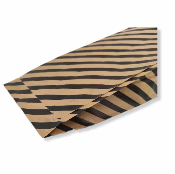 Siyah Çizgili Şamua Kraft Körüklü Kese Kağıdı 1000gr 135 - 145 Adet 15x33 Cm