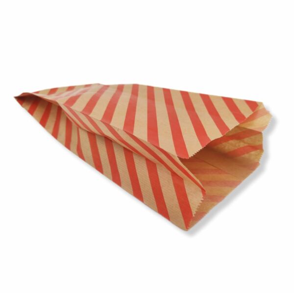 Roco Paper Kırmızı Çizgili Şamua Kraft Körüklü Kese Kağıdı 1000gr 135 - 145 Adet 15*33 cm