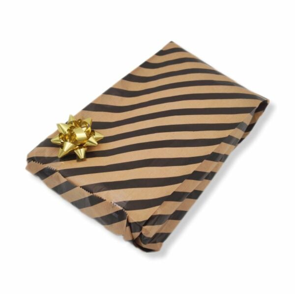 Roco Paper Siyah Çizgili Şamua Kraft Körüklü Kese Kağıdı 500gr 60 - 70 Adet 15*33 cm