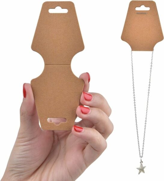 Kraft Takı Kolye ve Bileklik Kartları - Takı Asma Kartı 100 adet 9 x 4 cm