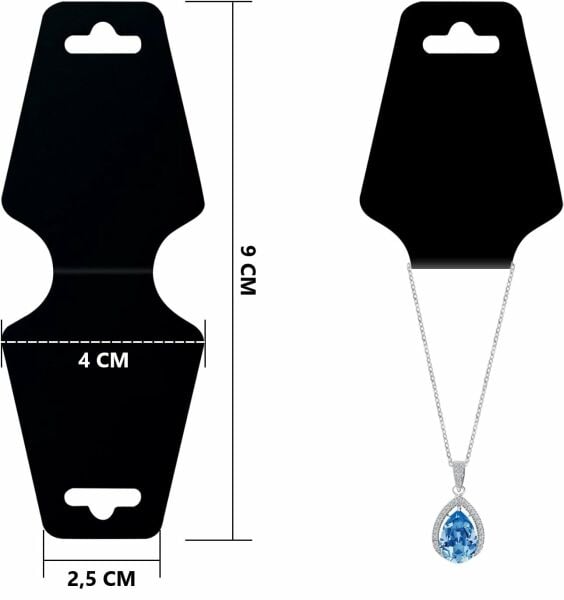 Siyah Takı Kolye ve Bileklik Kartları - Takı Asma Kartı 100 adet 9 x 4 cm