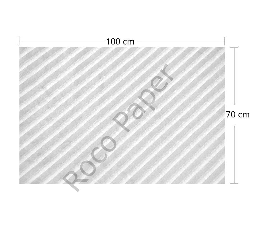 Ambalaj Kağıdı Beyaz Gümüş Verev Çizgili 40gr 70x100cm 10'lu Paket