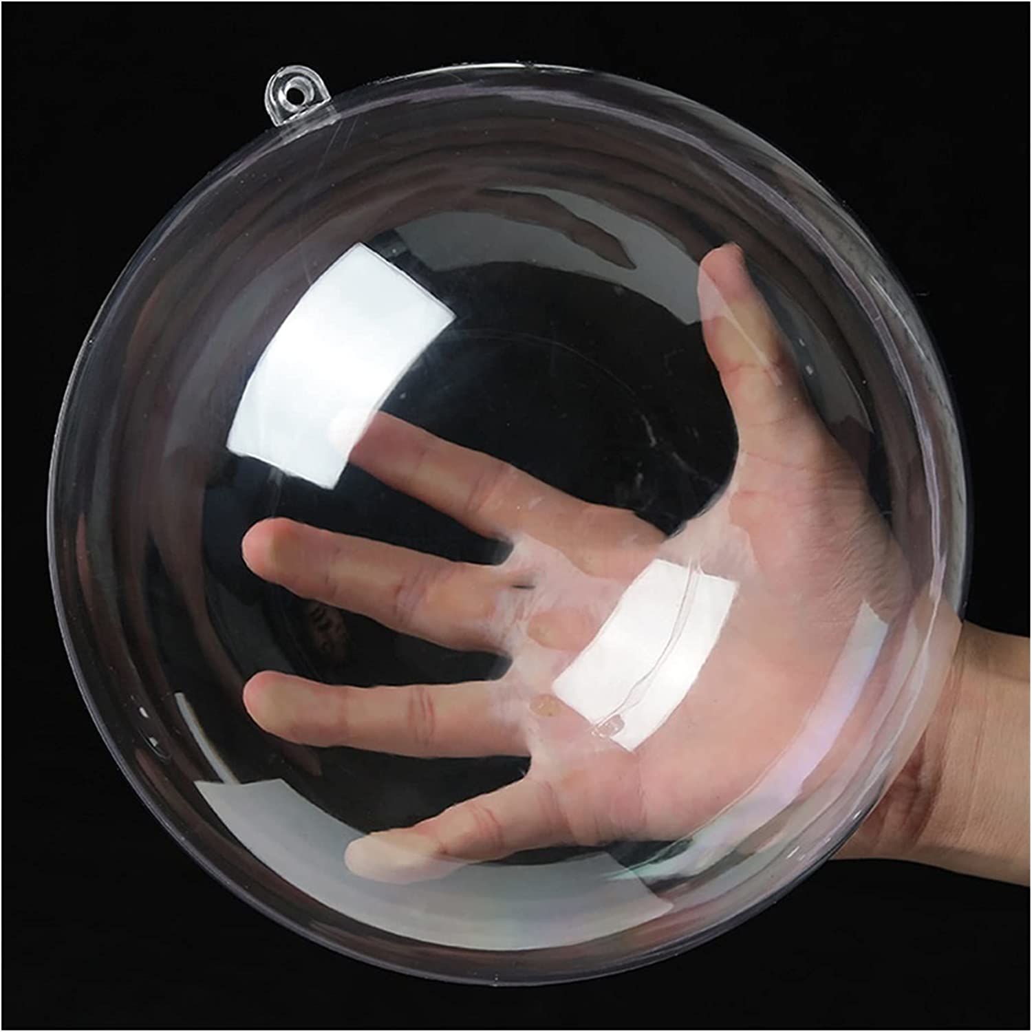 Şeffaf Mika Küre - Yılbaşı Çam Ağacı Süsleri - Asılabilir Plastik Top - 16 Cm