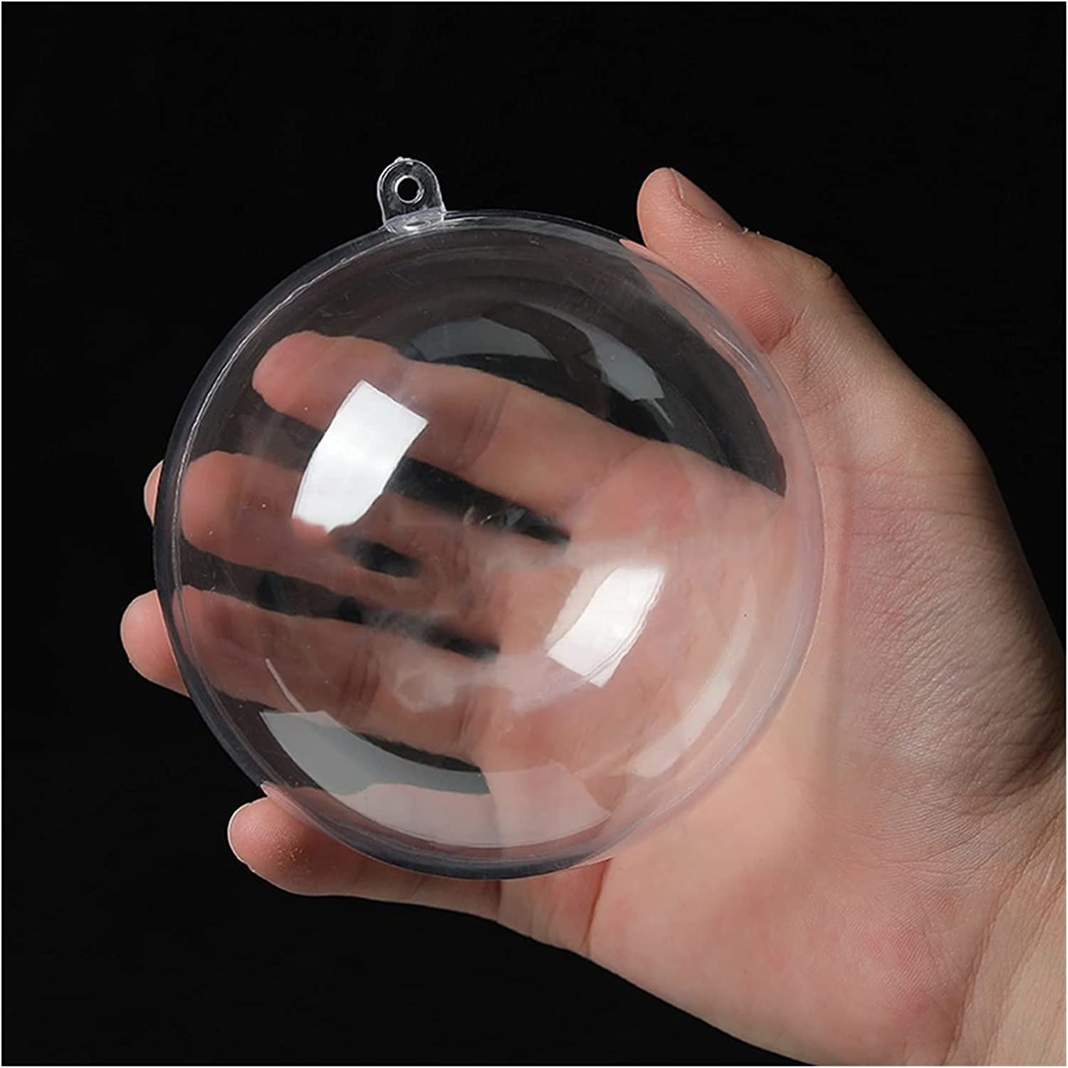 Şeffaf Mika Küre Top - Yılbaşı Çam Ağacı Süsleri - Asılabilir Plastik Top - 12 Cm