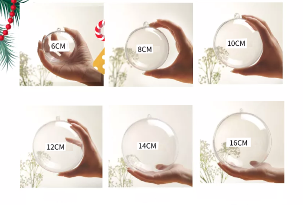 Şeffaf Mika Küre - Yılbaşı Çam Ağacı Süsleme - 3 Adet Asılabilir Plastik Top - 8 Cm
