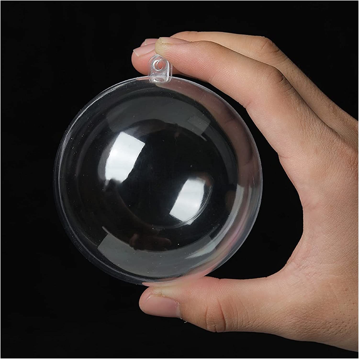 Şeffaf Mika Küre - Yılbaşı Çam Ağacı Süsleme - 3 Adet Asılabilir Plastik Top - 8 Cm