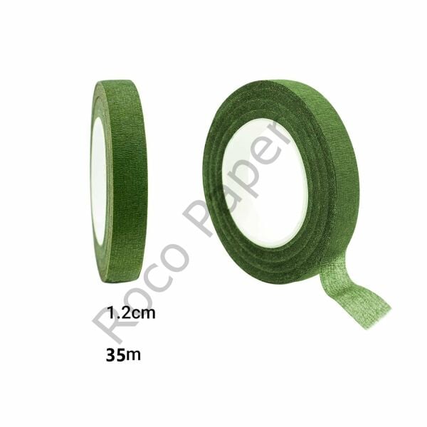 Roco Paper Çiçek Bandı Koyu Yeşil 12 Rulo 1 cm x 35 m - Kağıt Bant