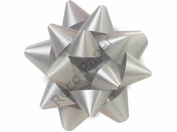 Roco Paper Yıldız Desenli Mat Gümüş Rafya - 100 Adet - Çap 5 cm Fiyonk