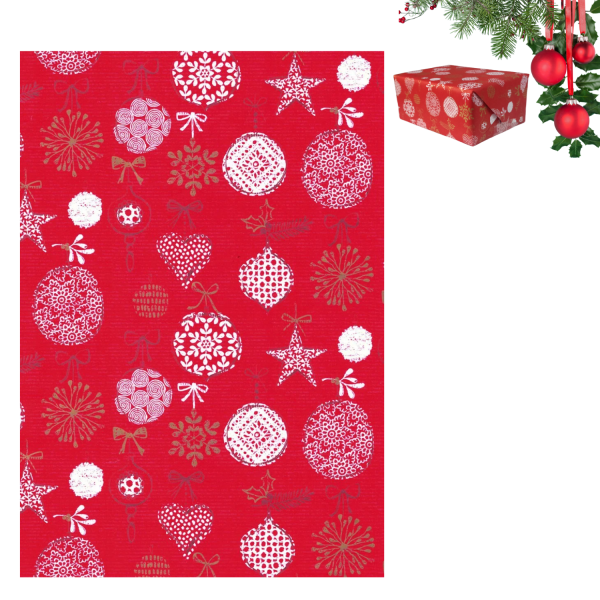 İtalyan Hediye Paketleme Kağıdı, Kalp, Top Desenli Ambalaj Kağıdı, Kırmızı, No:470B, 70x500 cm