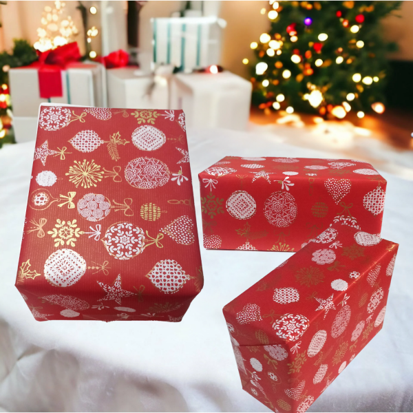 İtalyan Hediye Paketleme Kağıdı, Kalp, Top Desenli Ambalaj Kağıdı, Kırmızı, No:470B, 70x500 cm