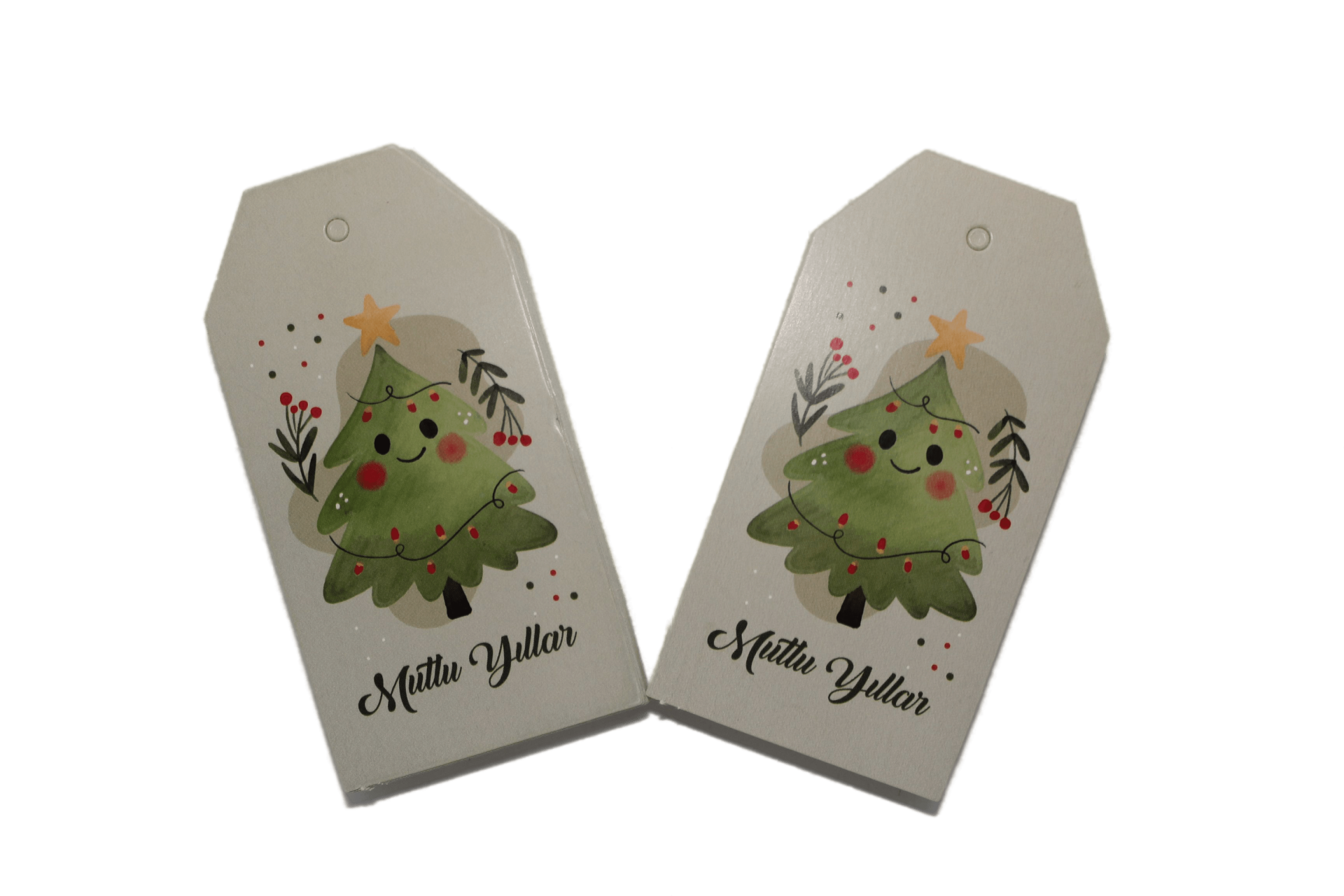 Yılbaşı Isim Etiketi Çam Ağacı Desenli 5.5x11cm 12'li Paket