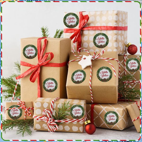 Yılbaşı Sticker - 35 Adet - Yılbaşı Duvar, Cam, Hediye Kutusu Sticker - 3x3 Cm, - Mutlu Yıllar K1