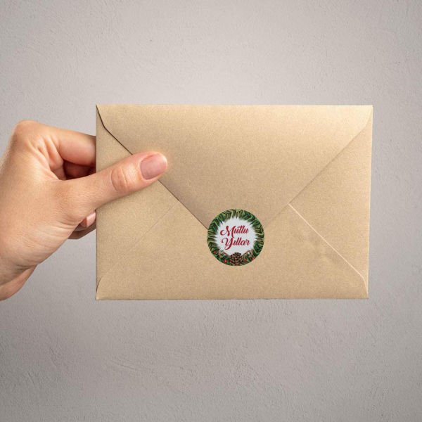 Yılbaşı Sticker - 35 Adet - Yılbaşı Duvar, Cam, Hediye Kutusu Sticker - 3x3 Cm, - Mutlu Yıllar K1