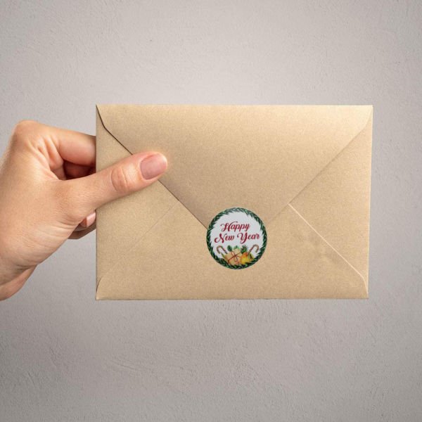 Yılbaşı Sticker - 35 Adet - Yılbaşı Duvar, Cam, Hediye Kutusu Sticker - 3x3 Cm, - Happy New Year L1