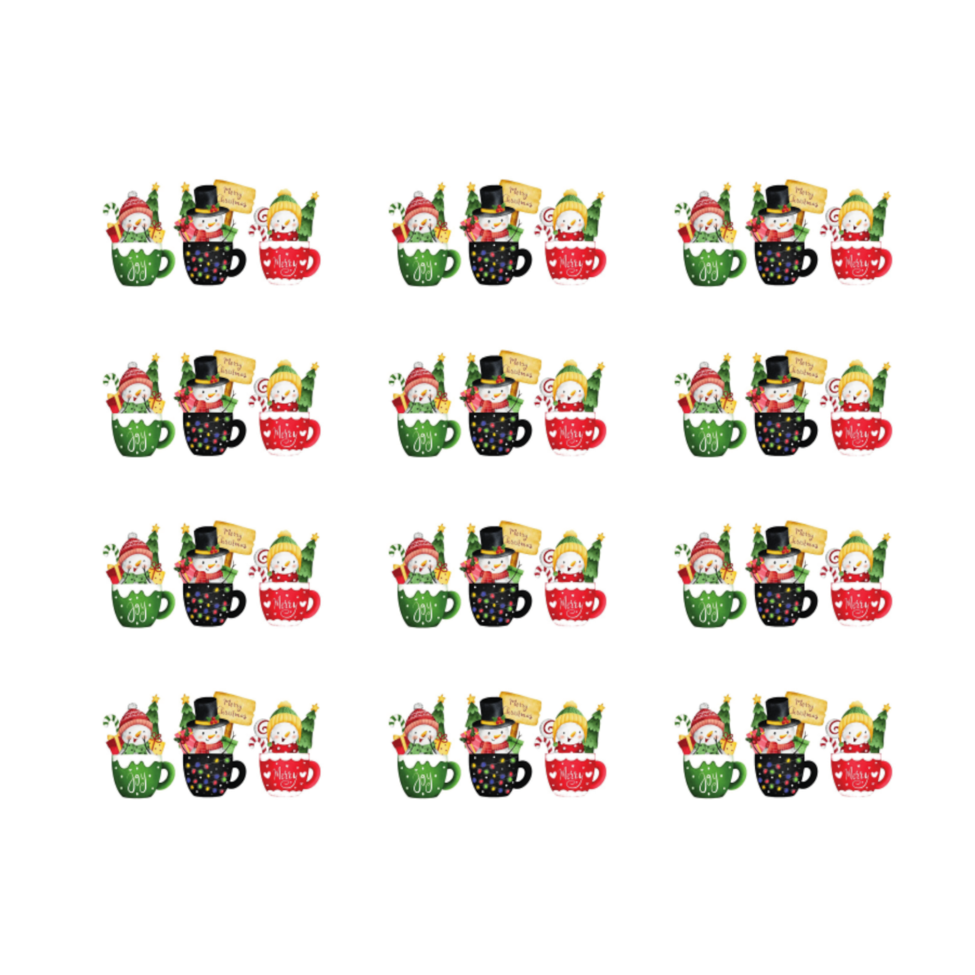 Yılbaşı Sticker - 12 Adet - Yılbaşı Duvar, Cam, Hediye Kutusu Sticker - 6.5x3.5 Cm, - H1