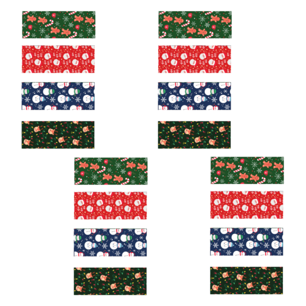 Yılbaşı Şerit Sticker - 16 Adet - Yılbaşı Duvar, Cam, Hediye Kutusu Sticker - 2.5x7 Cm, - B1