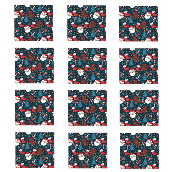 Yılbaşı Sticker - 12 Adet - Yılbaşı Duvar, Cam, Hediye Kutusu Sticker - 5x4.5 Cm, - E1