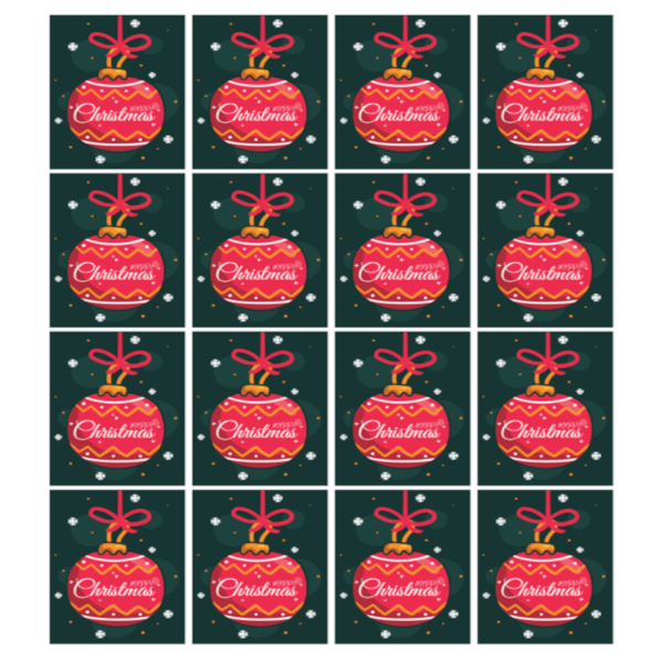 Yılbaşı Sticker - 16 Adet - Yılbaşı Duvar, Cam, Hediye Kutusu Sticker - 3.5x5 Cm, - D1