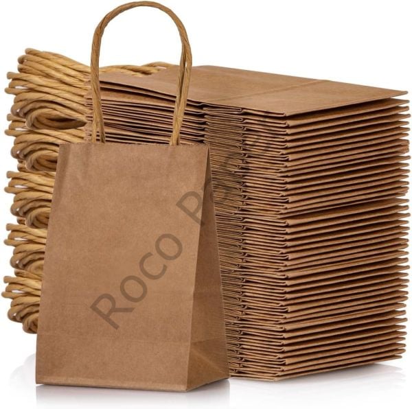 Roco Paper Büküm Saplı Kağıt Çanta Kraft - 12x15x6 cm 25 Adet