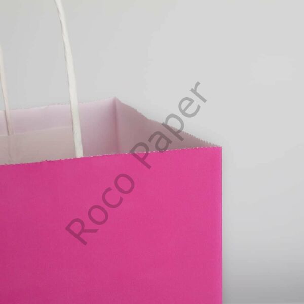 Roco Paper Büküm Saplı Kağıt Hediye Çantası, Ambalaj Torbası, Mor - 12x15x6 cm 25 Adet