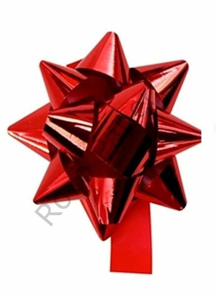 Yıldız Desenli Parlak Kırmızı Rafya - 100 Adet - Çap 5 cm