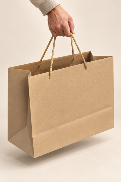 Kraft Karton İpli Alışveriş, Hediye Çantası,  22x45x33 Cm (10'lu Paket)