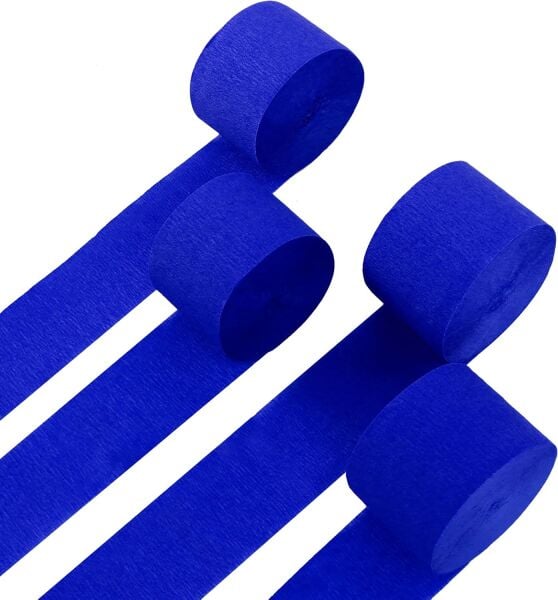 Lacivert Şerit Krapon Kağıdı Rulosu, Çiçek Yapım, Parti, El İşi Süsleme Kağıdı, 6 Adet, 4.5 Cm x 22Metre