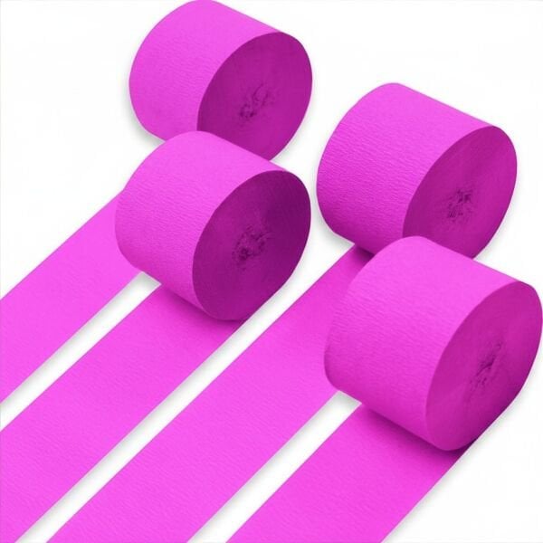 Neon Pembe Şerit Krapon Kağıdı Rulosu, Çiçek Yapım, Parti, El İşi Süsleme Kağıdı, 6 Adet, 4.5 Cm x 22Metre