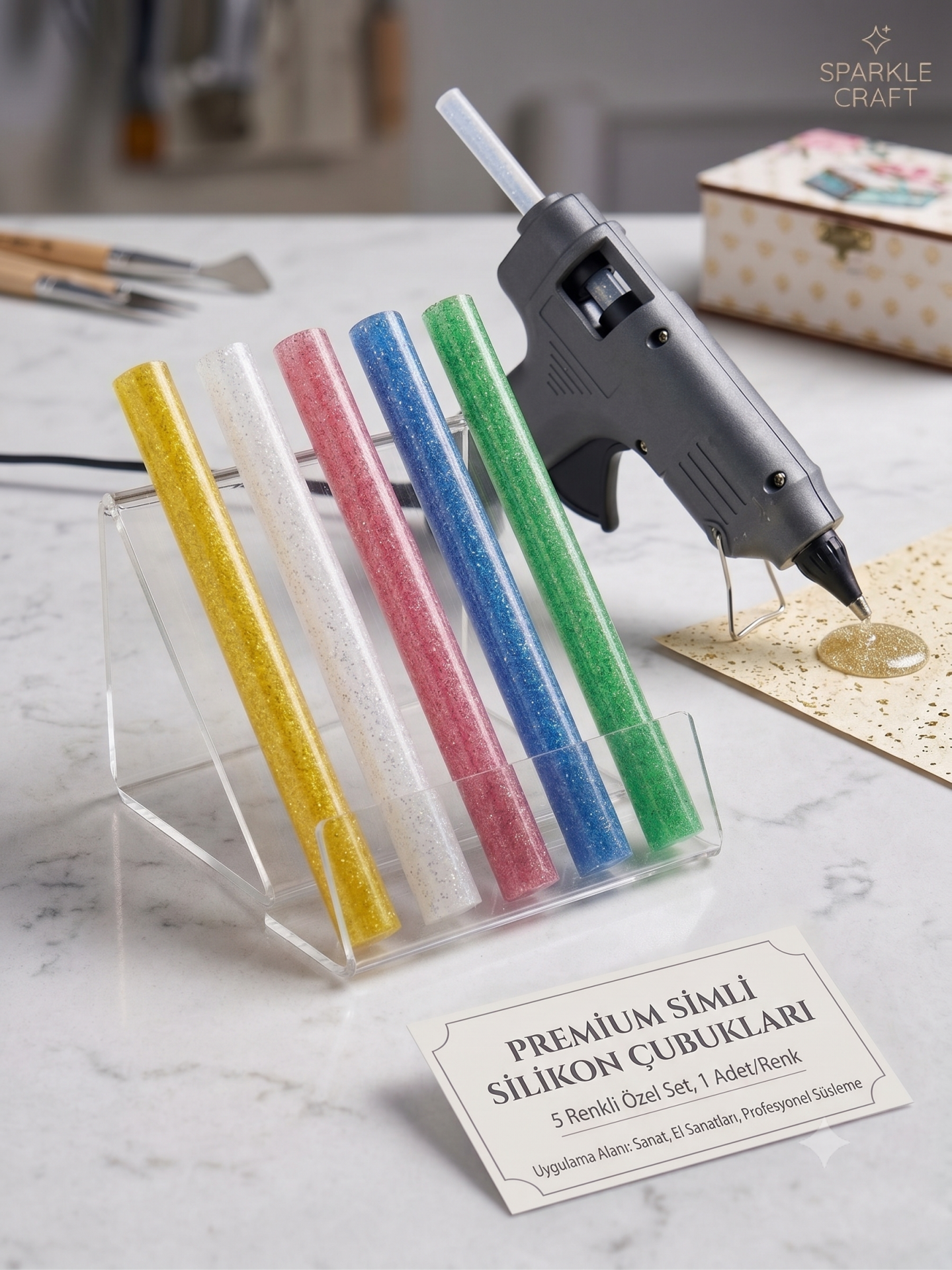 Simli Silikon 18 Cm - Kalın 5'li Karışık Paket