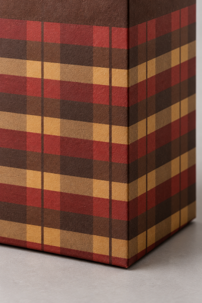 İpli Kapaklı Kutu Çanta 20x25x14 cm 6'lı Paket Ekose Desenli Kraft