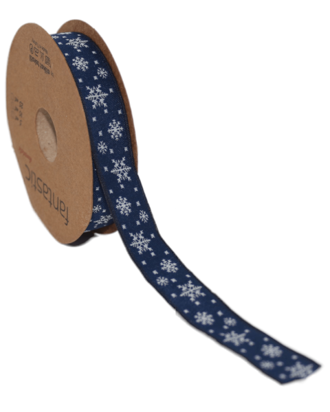 Çam Ağacı Desenli Kurdele  Yılbaşı Kurdele   Lacivert 16mm x  10m 16482