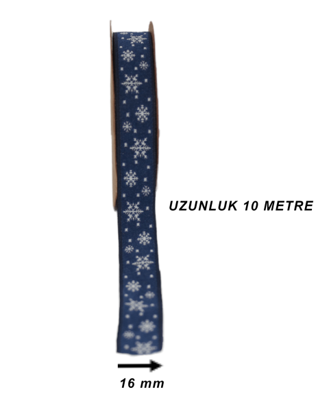 Çam Ağacı Desenli Kurdele  Yılbaşı Kurdele   Lacivert 16mm x  10m 16482