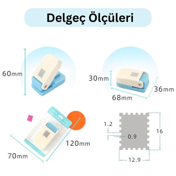 Posta Pulu Şekilli Mini Delgeç, DIY, Hobi El İşleri Kağıt ve Eva Kesici, 12,9 x 16 mm