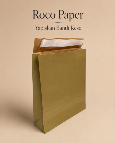 Roco Paper Bantlı Hediye Zarfı 25x30x8 cm Kese  - Altın 24'lü Paket