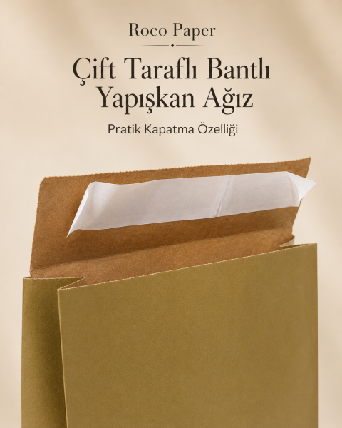 Roco Paper Bantlı Hediye Zarfı 25x30x8 cm Kese  - Altın 24'lü Paket