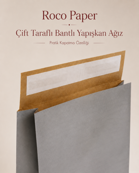 Roco Paper Bantlı Hediye Zarfı 25x30x8 cm Kese  - Gümüş 24'lü Paket