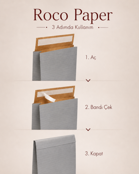 Roco Paper Bantlı Hediye Zarfı 25x30x8 cm Kese  - Gümüş 24'lü Paket