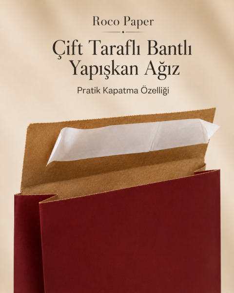 Roco Paper Bantlı Hediye Zarfı 25x30x8 cm Kese  - Bordo 24'lü Paket