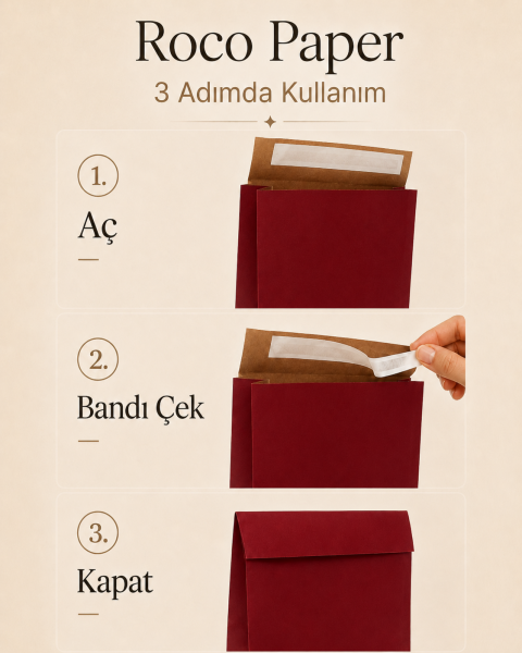 Roco Paper Bantlı Hediye Zarfı 25x30x8 cm Kese  - Bordo 24'lü Paket