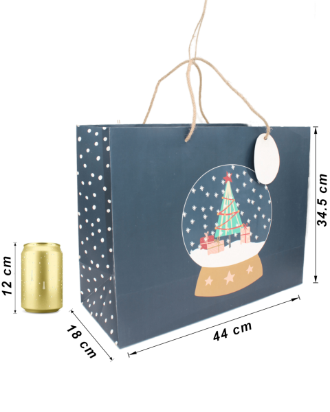 Yılbaşı Desenli Hediyelik Karton Çanta - Baskılı Karton Çanta - 44x34.5x18 Cm - Sgb6