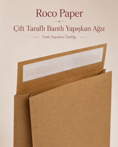 Roco Paper Bantlı Hediye Zarfı 25x30x8 cm Kese  - Kraft 24'lü Paket
