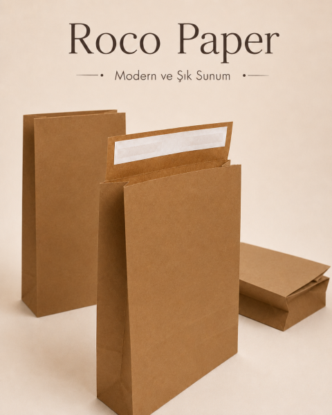 Roco Paper Bantlı Hediye Zarfı 25x30x8 cm Kese  - Kraft 24'lü Paket